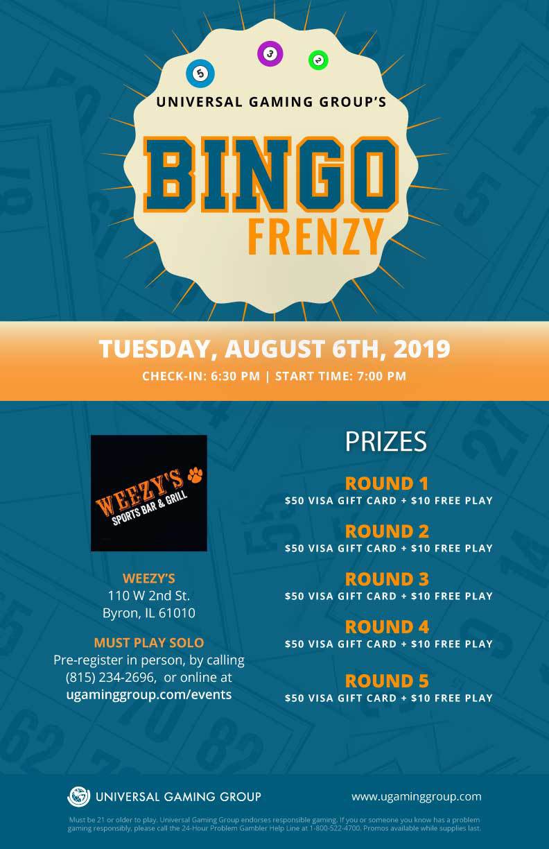 Bingo Frenzy @ Weezy's Sports Bar and Grill | Universal Gaming Group